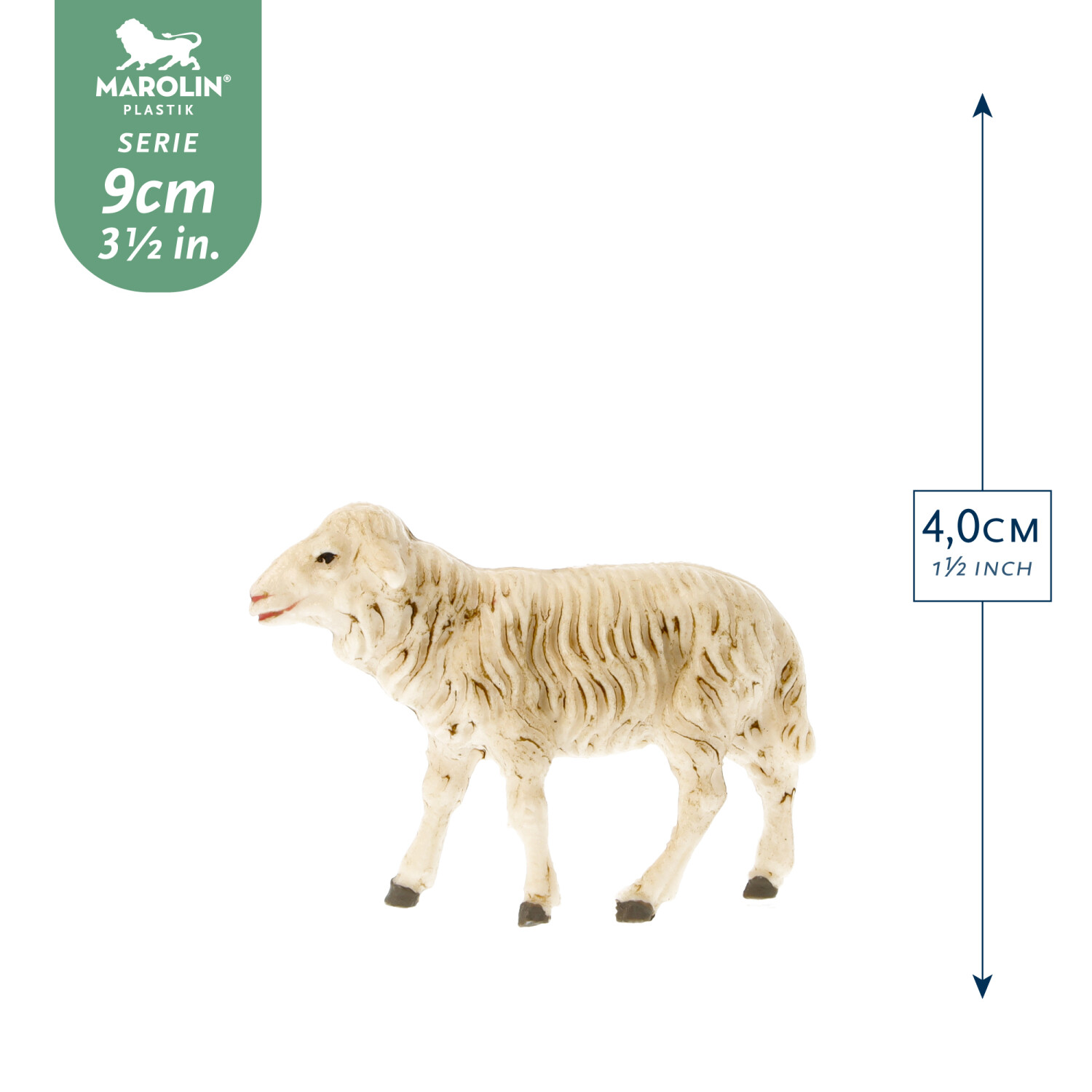 Schaf geradeaus blickend, zu 9cm Fig. (Kunststoff) - Marolin Plastik - Krippenfigur aus Kunststoff - made in Germany