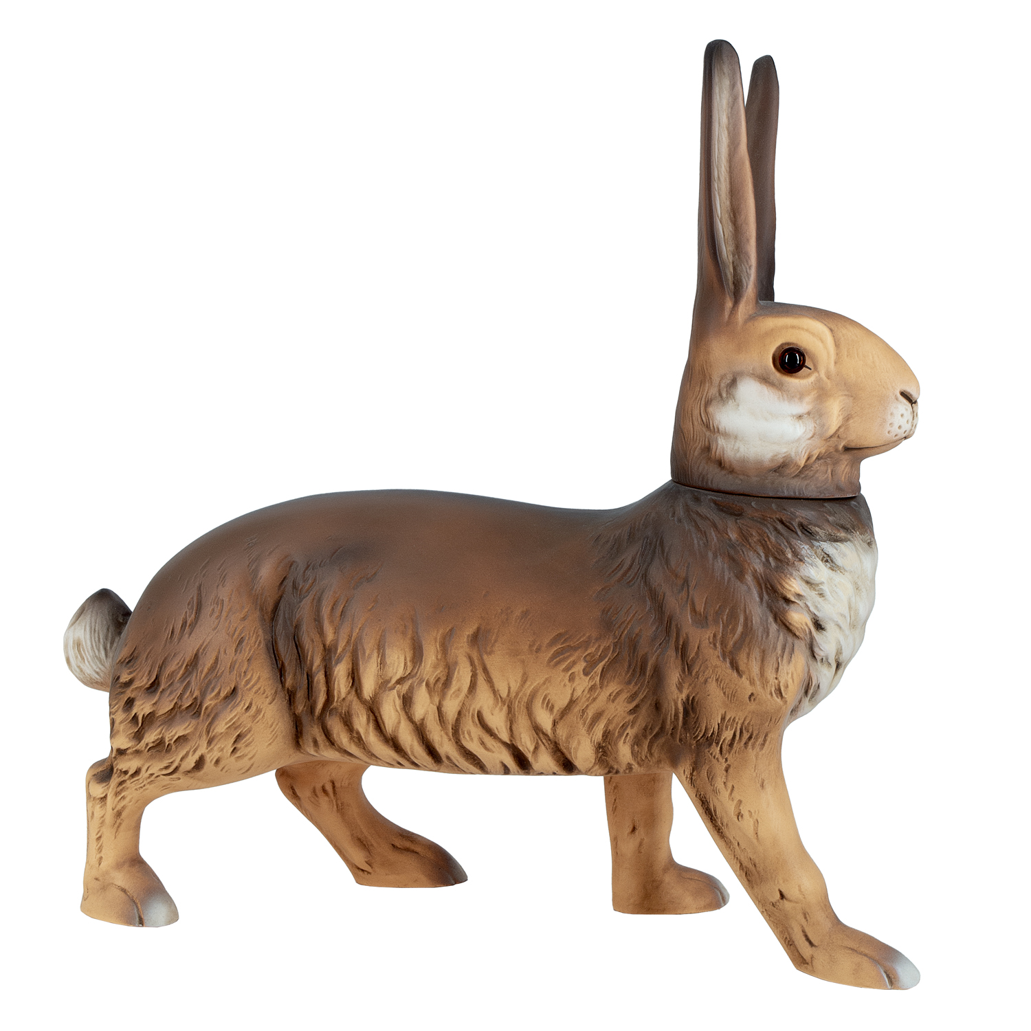 Large walking Easter hare with lift-off head, brown