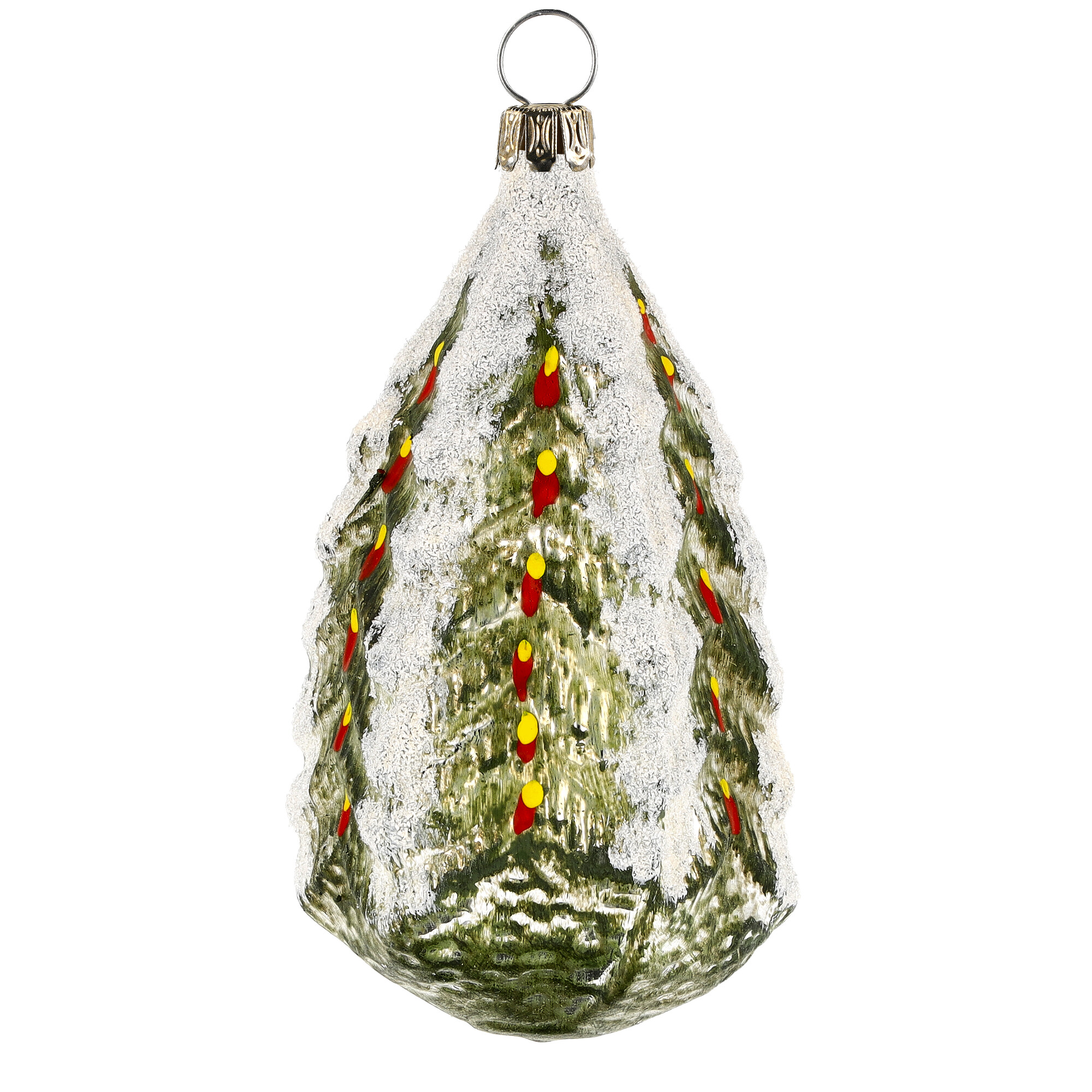Weihnachtsbaumschmuck aus Glas: Tannenbaum mit Schnee