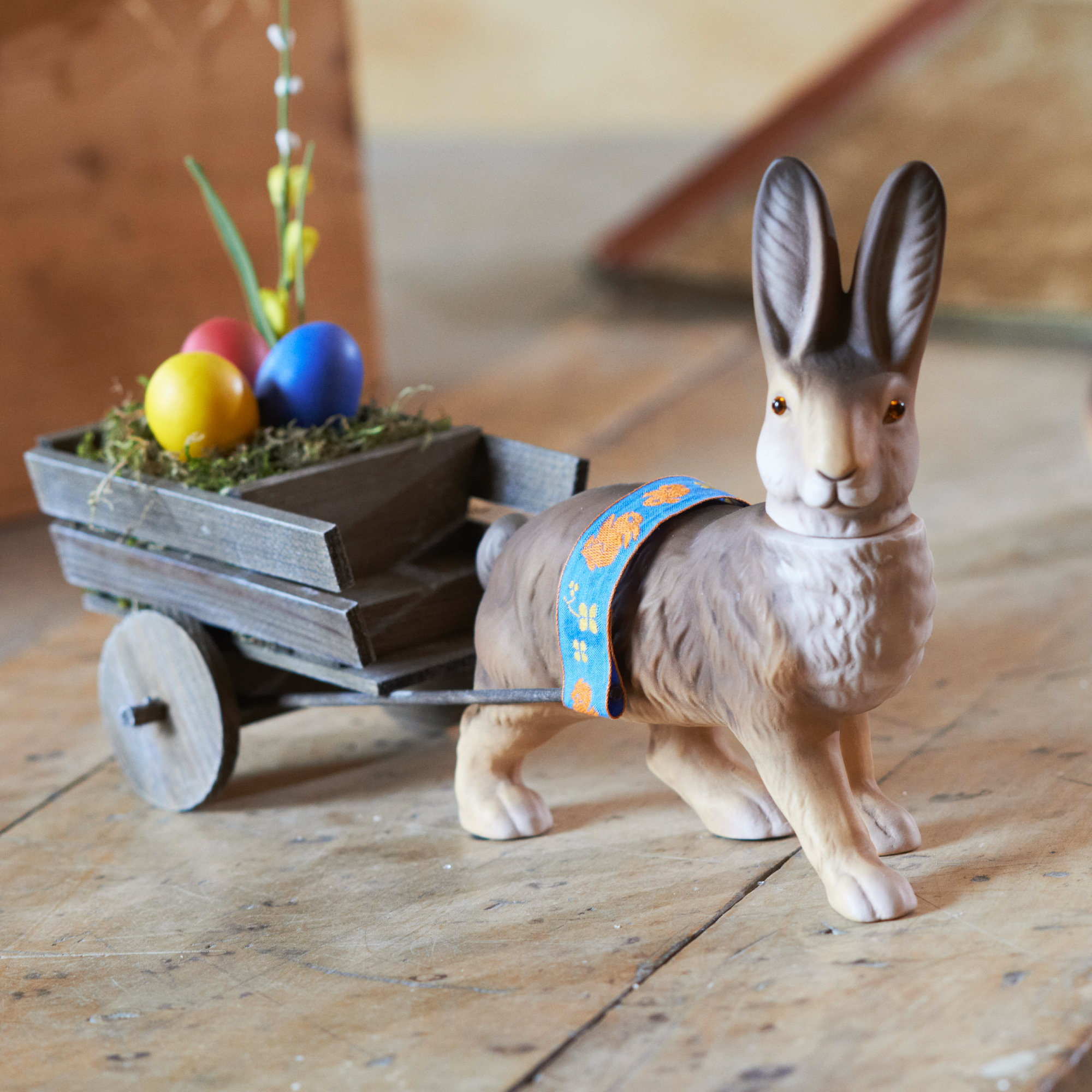 Easter cart with walking rabbit