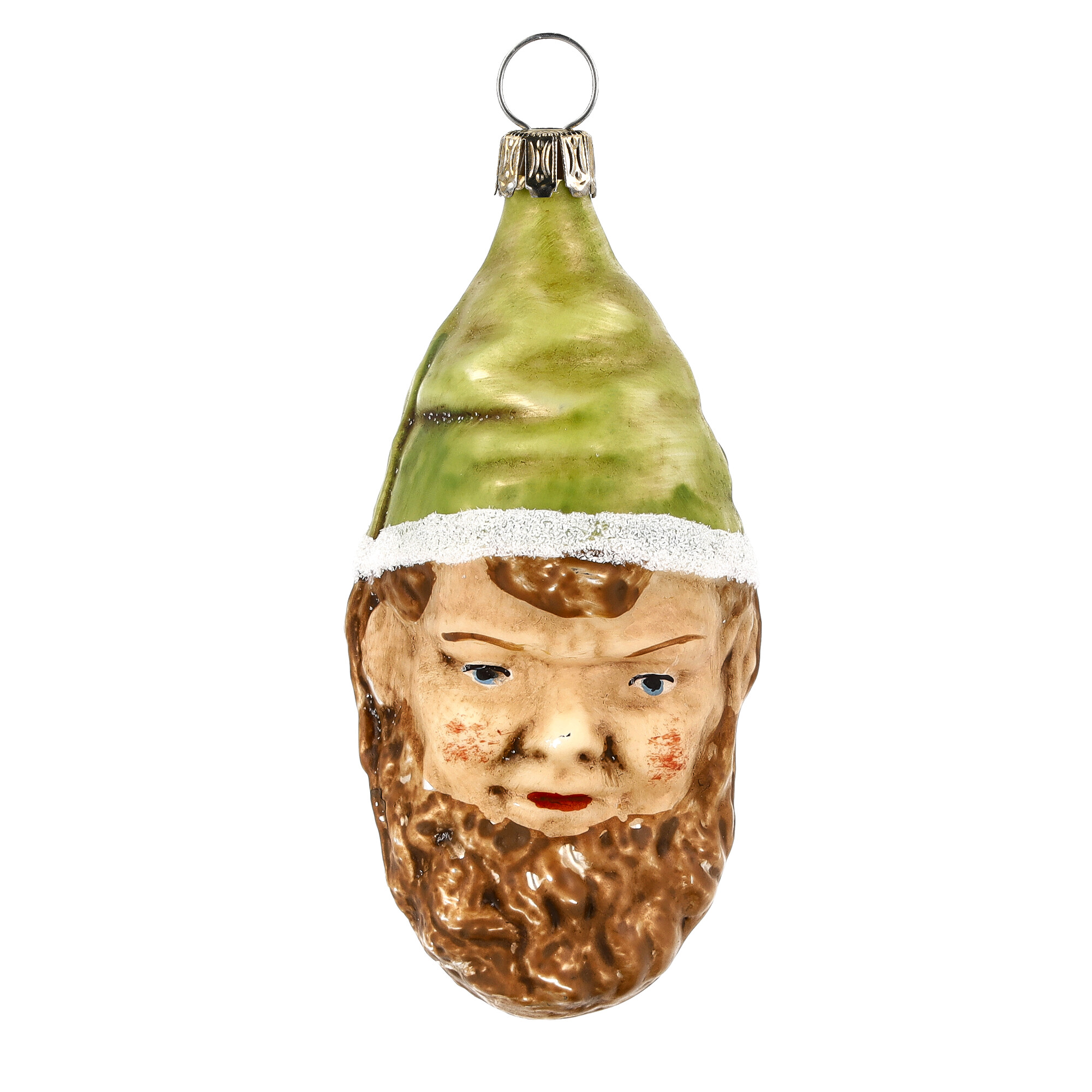 Retro Vintage style Christmas Glass Ornament - Dwarf with green hat