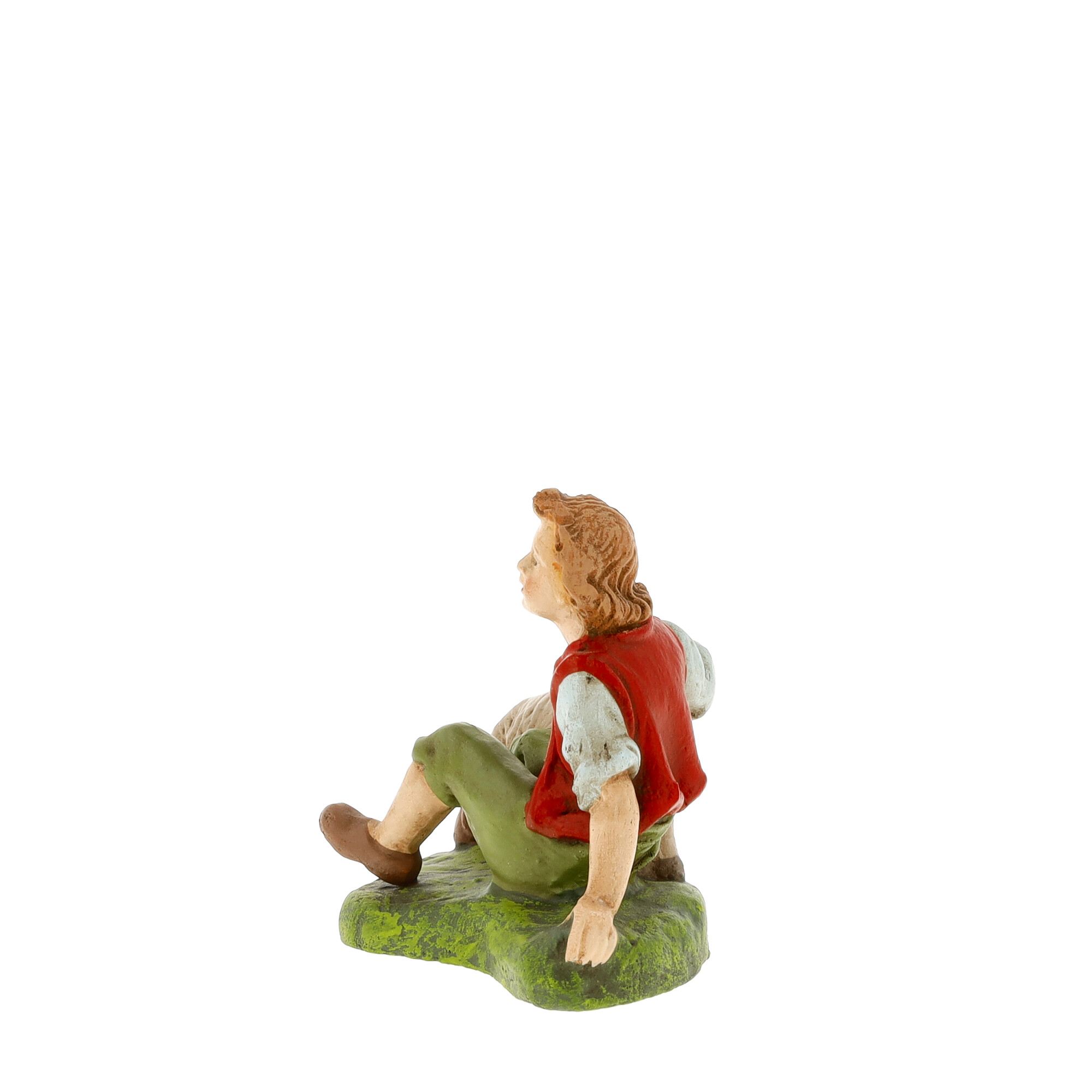 Hirte sitzend mit Schaf, zu 10 - 12cm Krippenfiguren - Original MAROLIN® - Krippenfigur für Ihre Weihnachtskrippe - Made in Germany