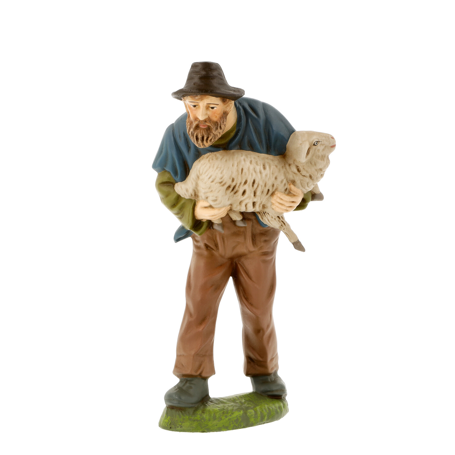 Shepherd with sheep in arm - Marolin Nativity figure - made in Germany