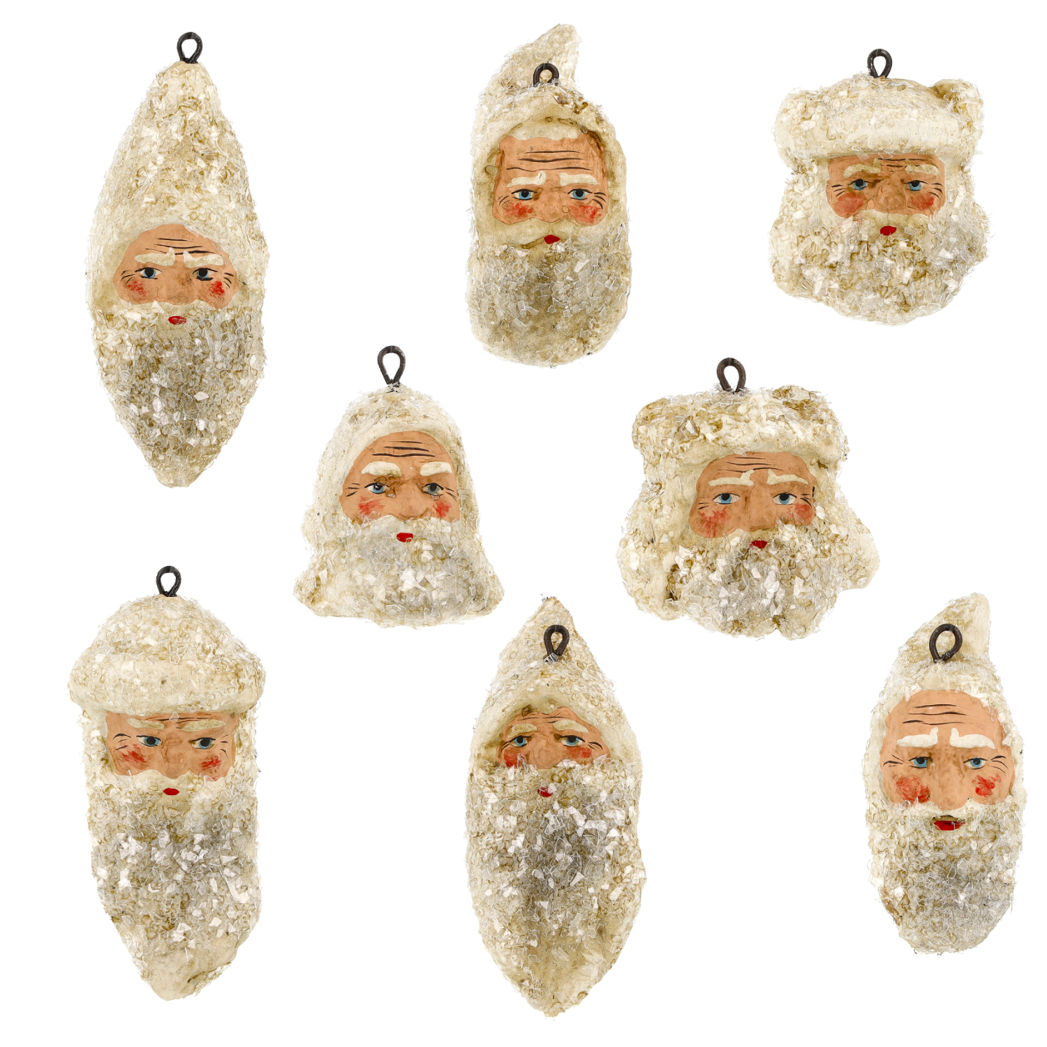 8 glitzernde Vintage Weihnachtsmann-Anhänger