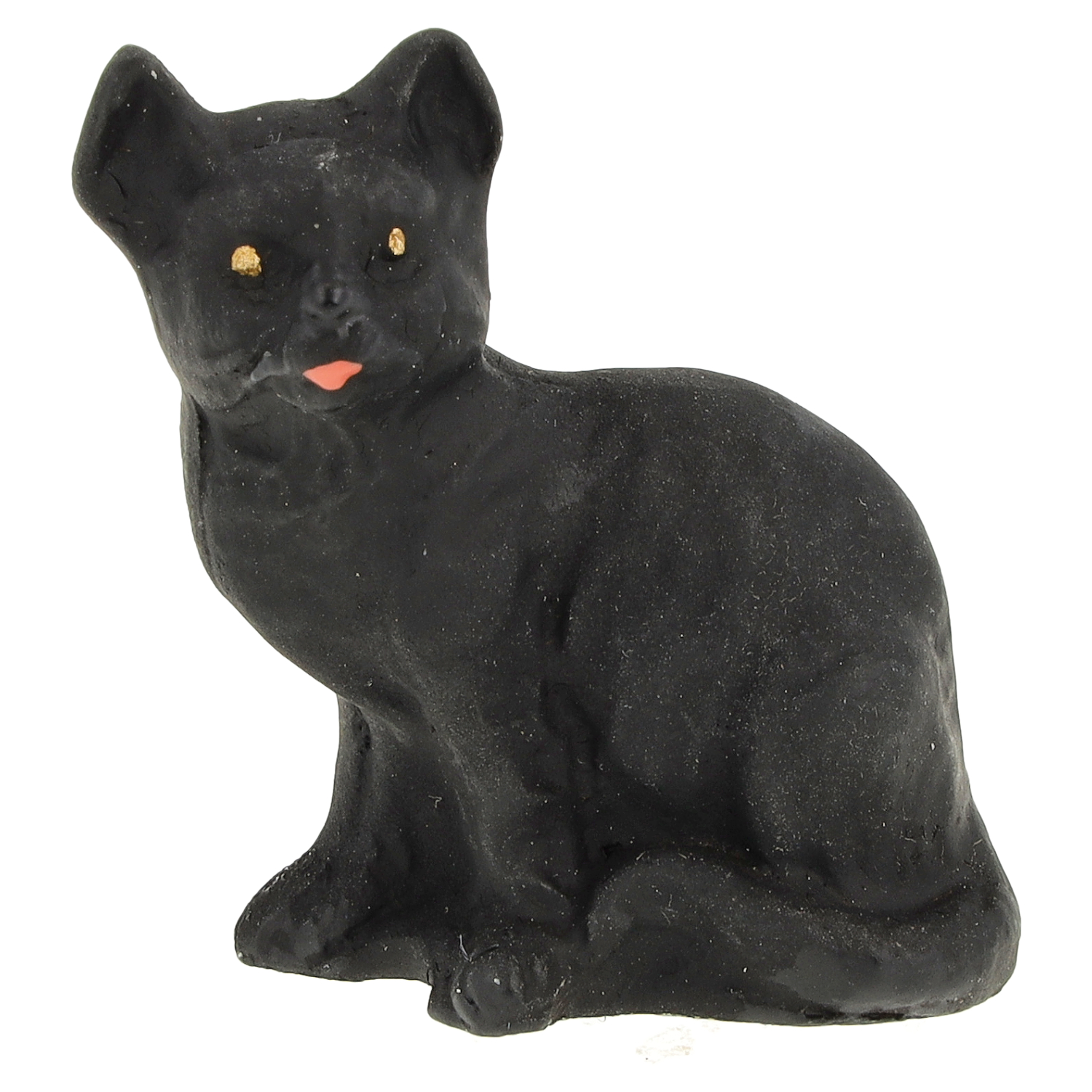 Sitzende schwarze Katzenfigur, detailreiche Deko-Katze aus Keramik oder Resin, ideal für Halloween und Wohn-Dekoration