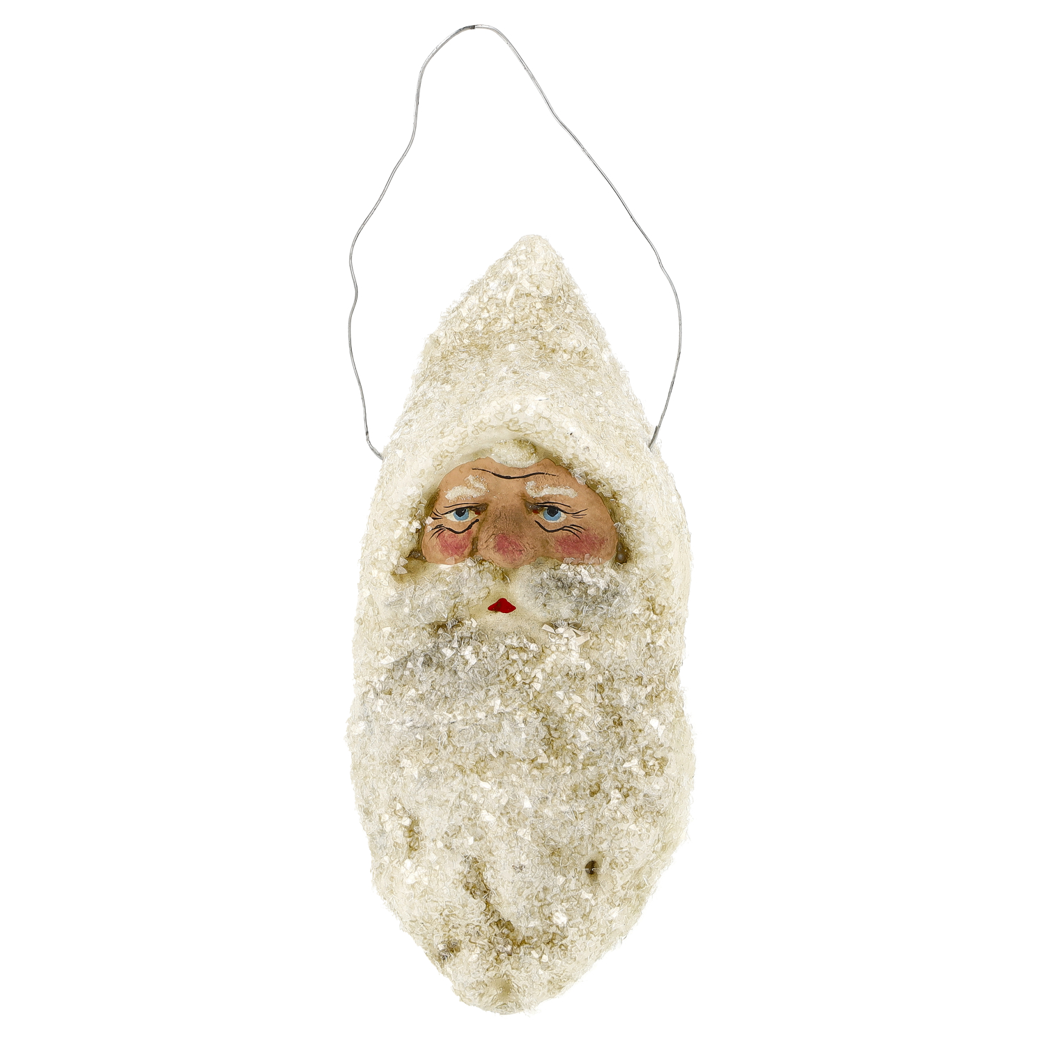 Glitzernder Weihnachtsmann-Baumschmuck, vintage, creme