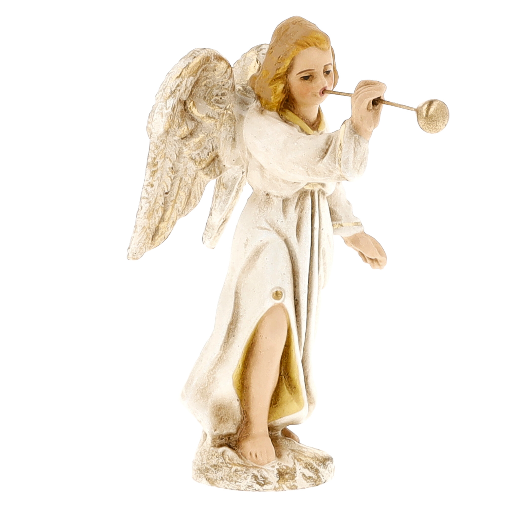 Angel with trombone, antique white, to 3.5 in. Figures