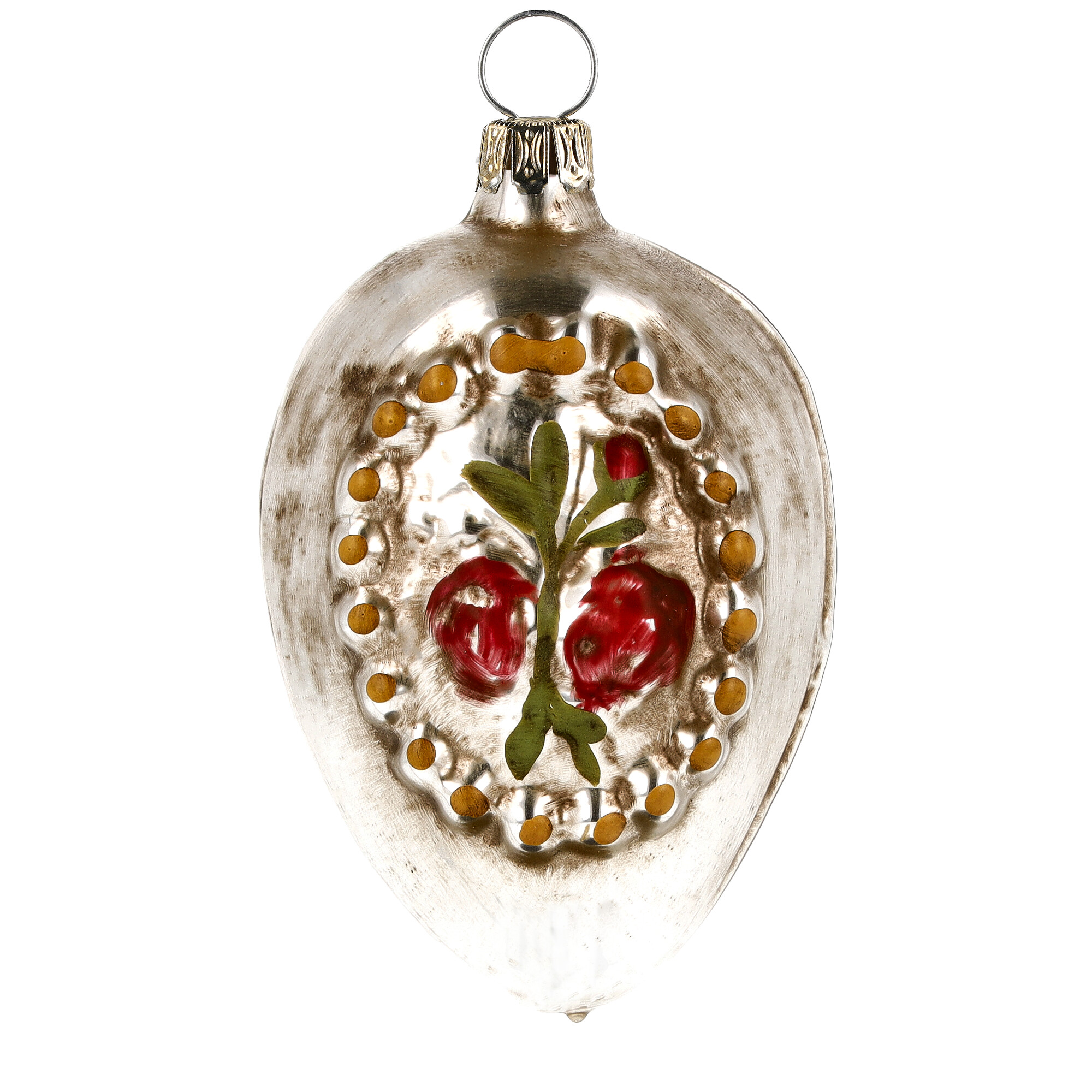 Retro Vintage style Christmas Glass Ornament - Cross and roses