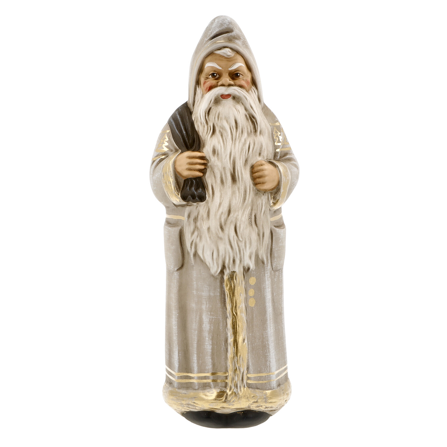 Santa with sack, white - Marolin Papermaché - made in Germany