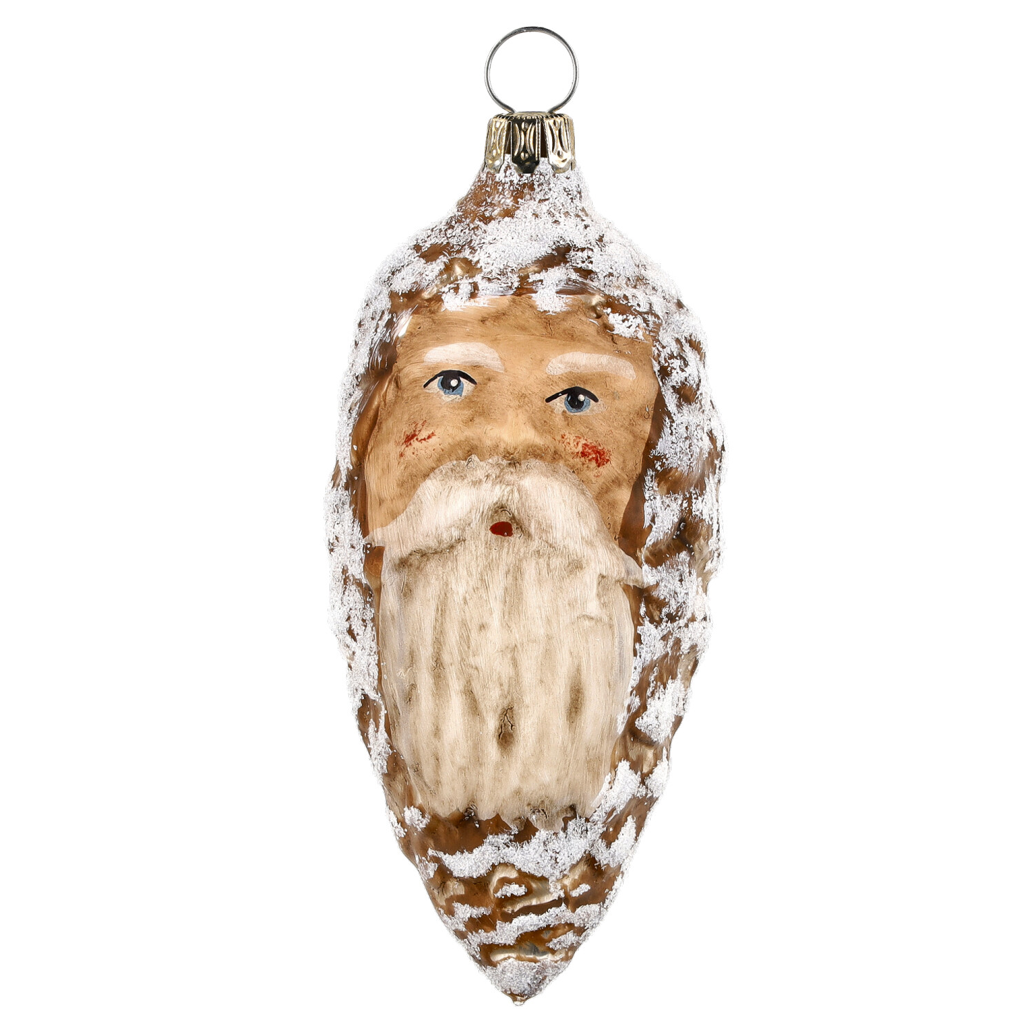 Retro Vintage style Christmas Glass Ornament - Cone with face brown