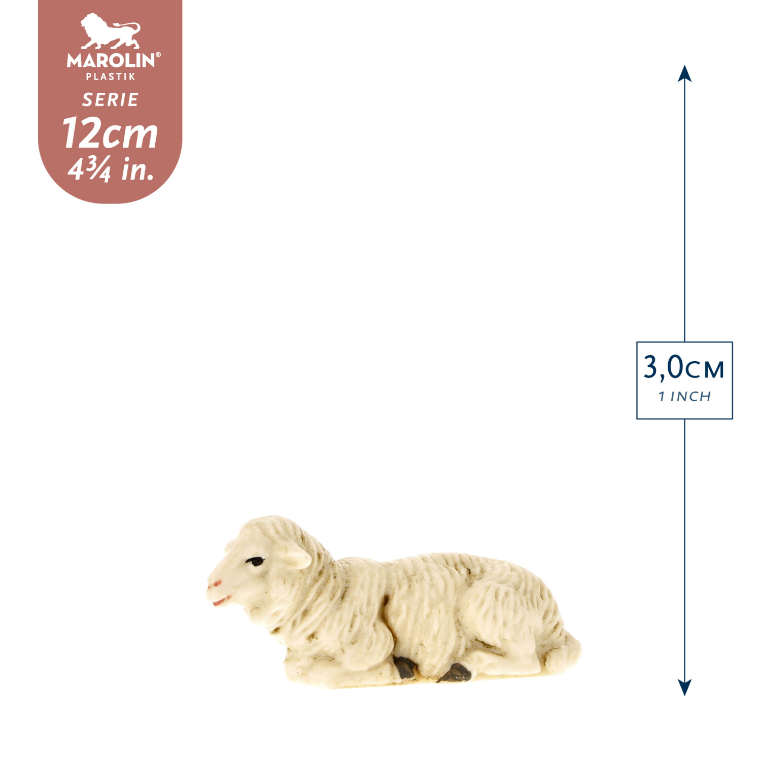 Schaf liegend - Marolin Plastik - Krippenfigur aus Kunststoff - made in Germany
