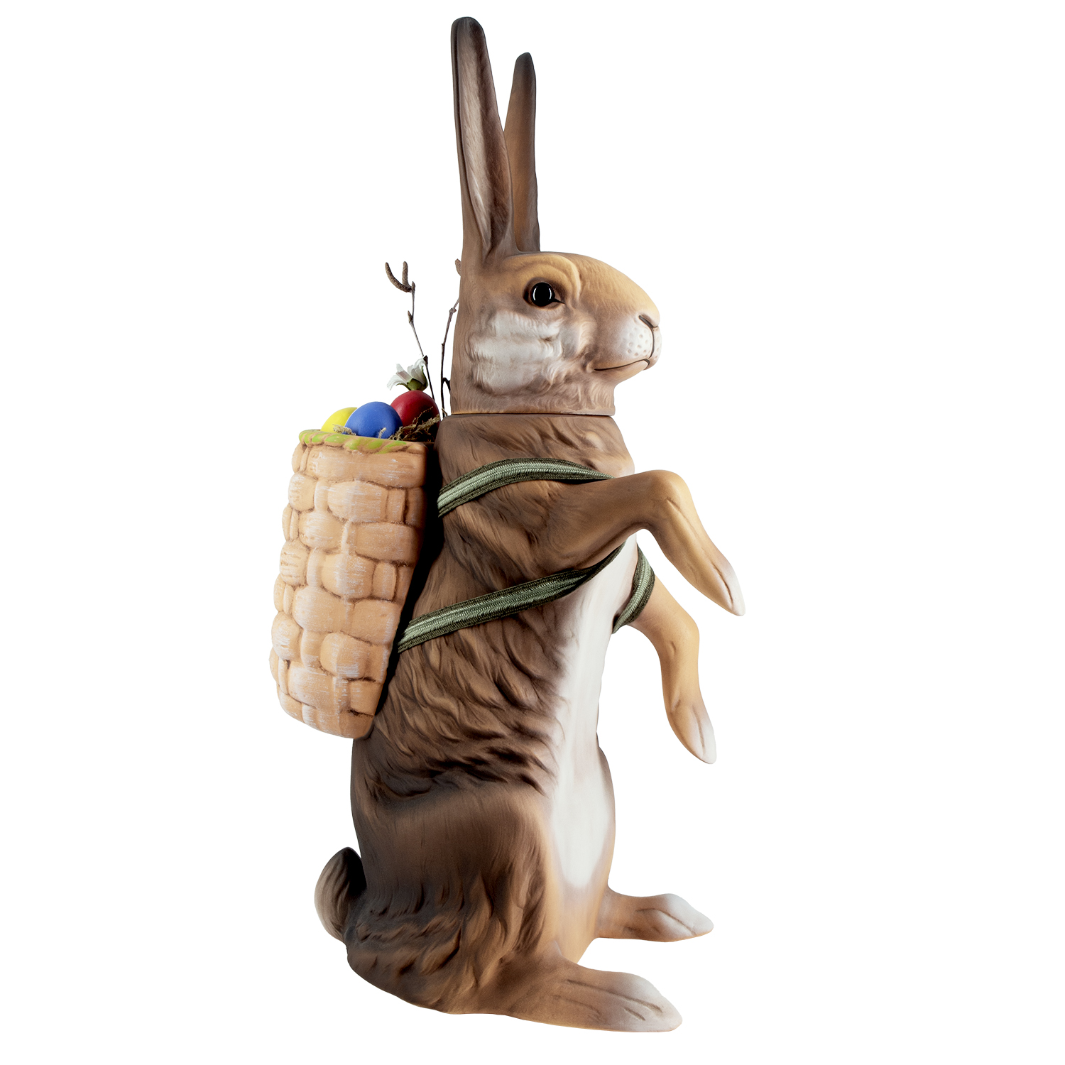 Large upright Easter hare with lift-off head, brown