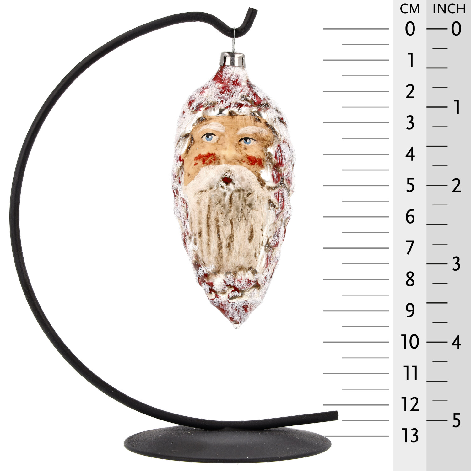 Retro Vintage style Christmas Glass Ornament - Cone with face red
