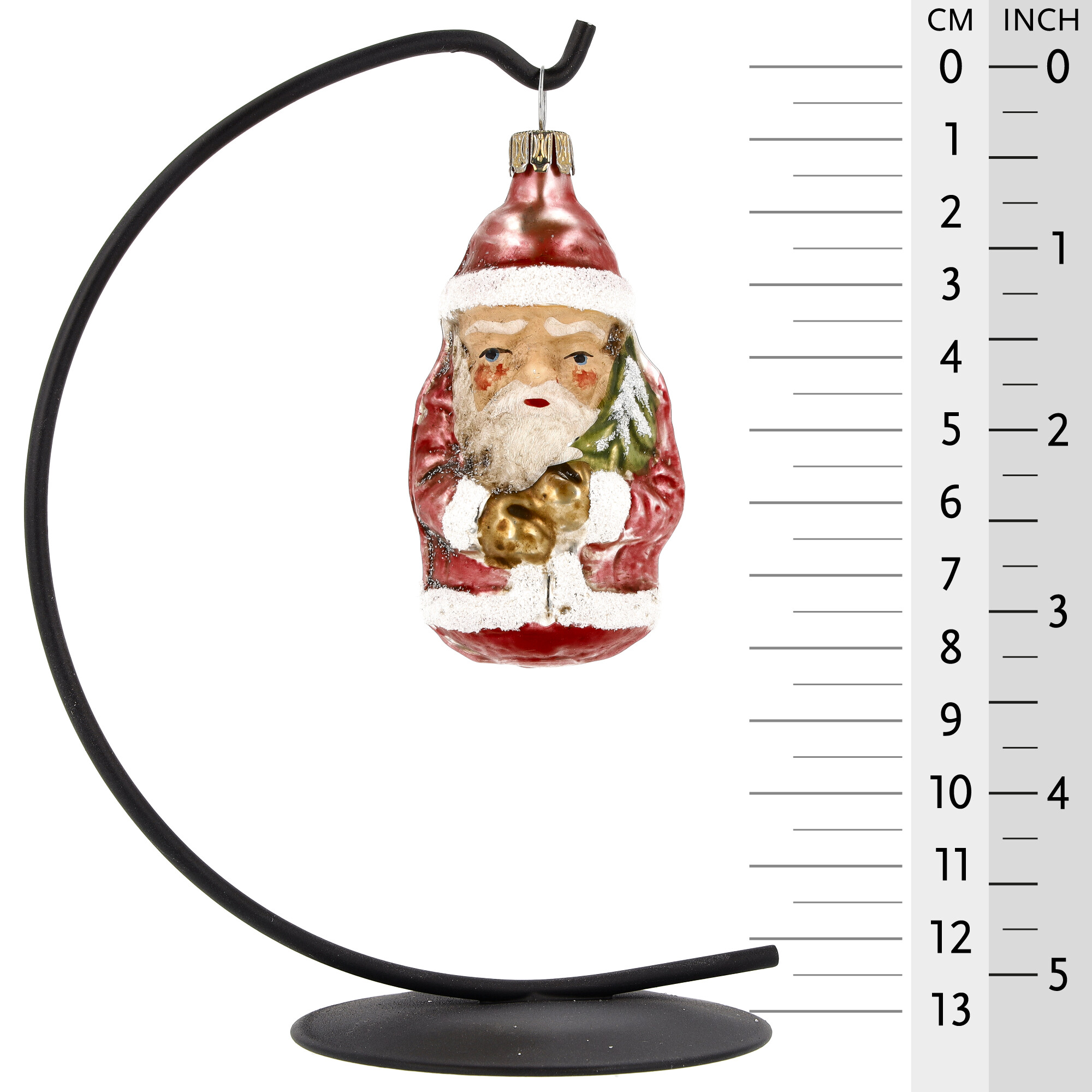 Baumschmuck Weihnachtsmann aus Glas, rot, ca. 11 cm