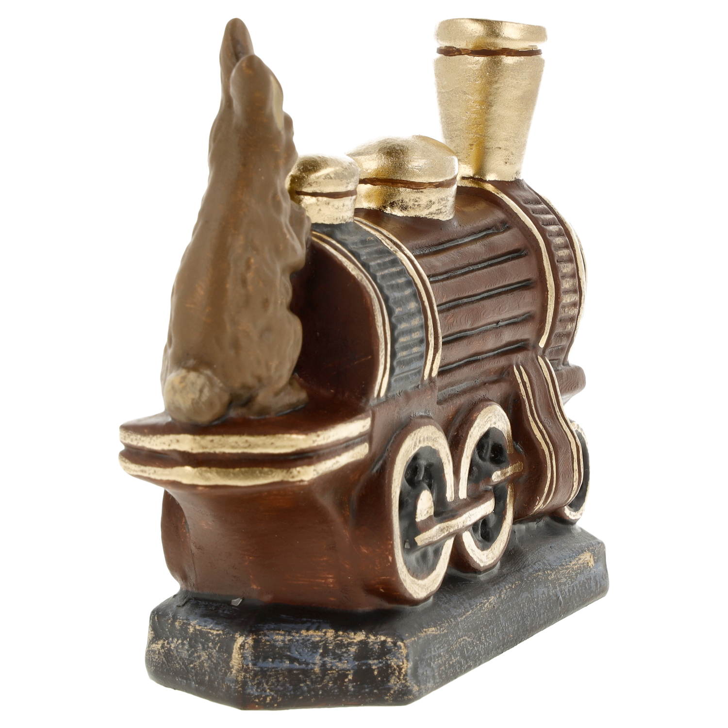 Nostalgische Deko-Lokomotive aus Resin, Braun/Gold