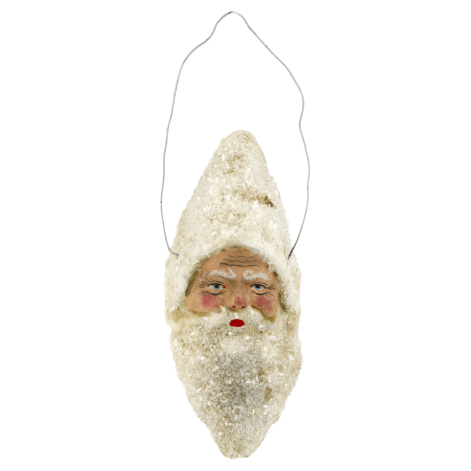 Großer Weihnachtsmannkopf, antikweiß, Glitter, MAROLIN
