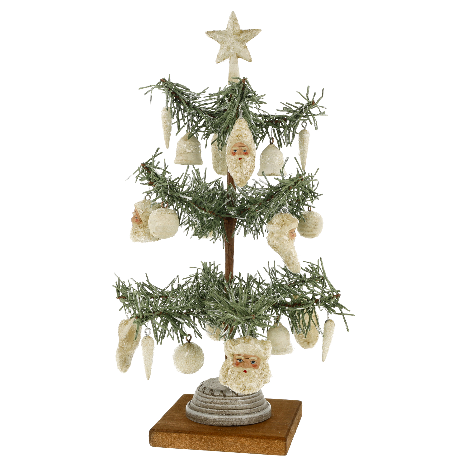 Tischdeko: Baum mit Stern und Nikolaus-Ornamenten