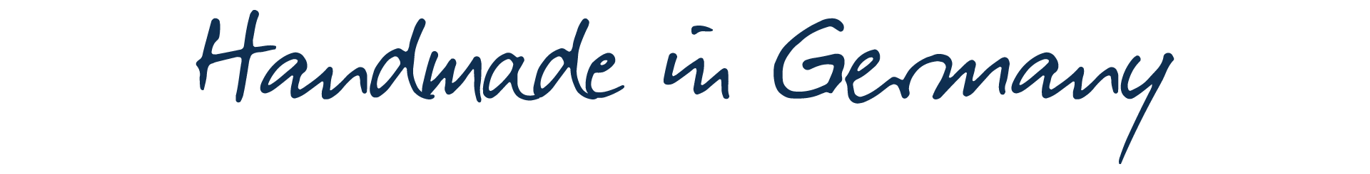 Handwritten 'Handmade in Germany' badge indicating handcrafted products from Germany