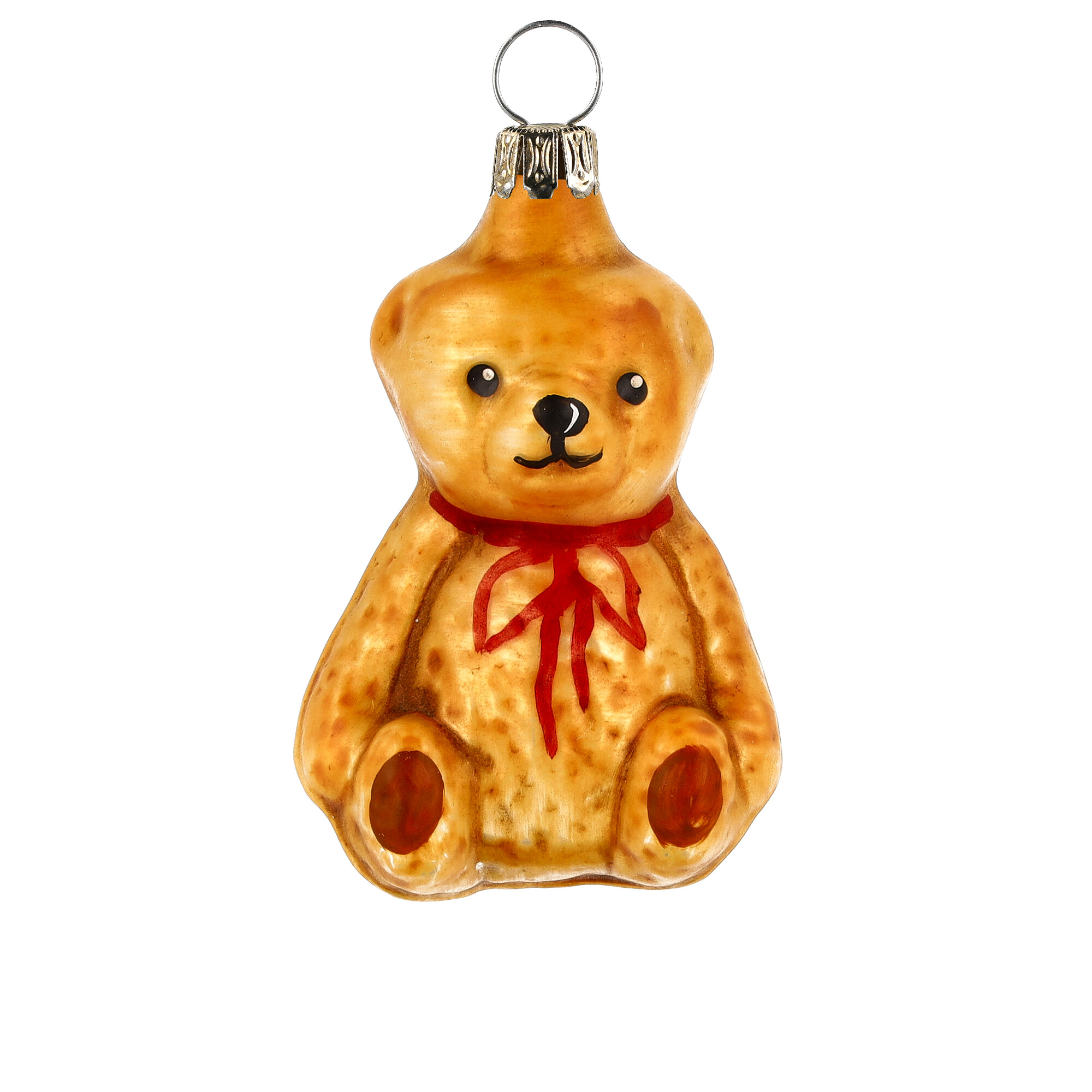 Retro Vintage style Christmas Glass Ornament - Teddybear sitting