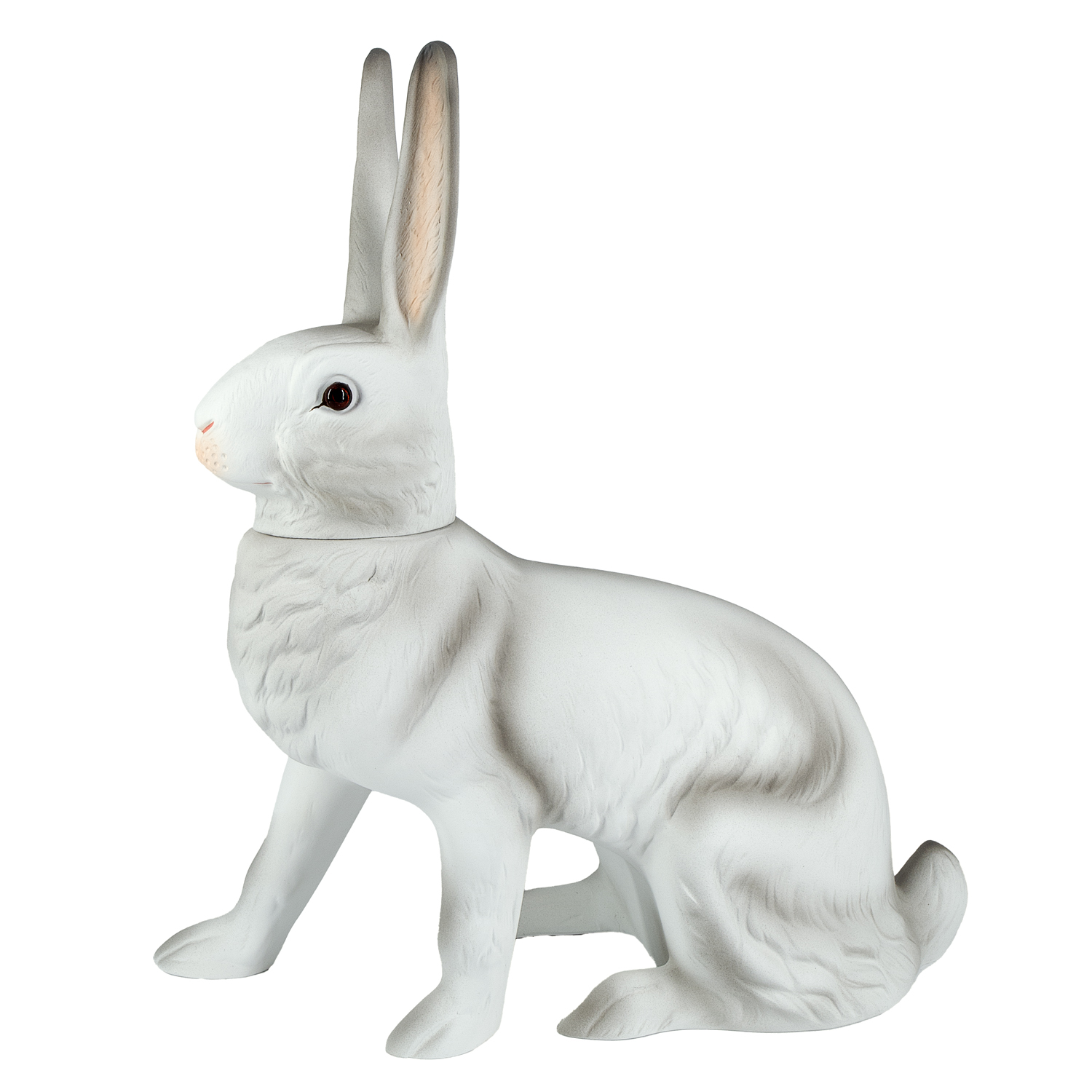 Large sitting Easter hare with lift-off head, white