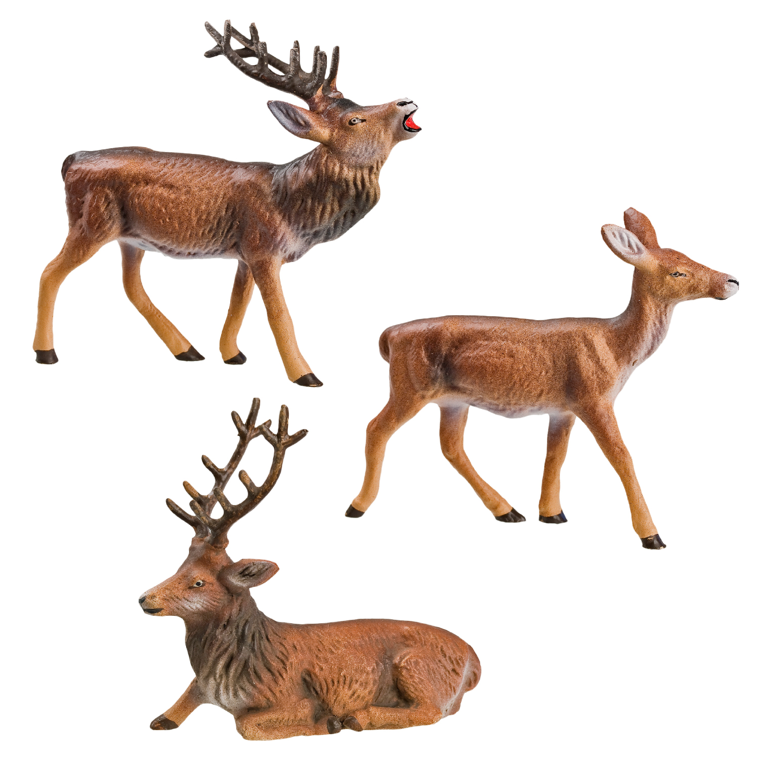 Group of 3 deer, to 3.5 up to 4 in. figures