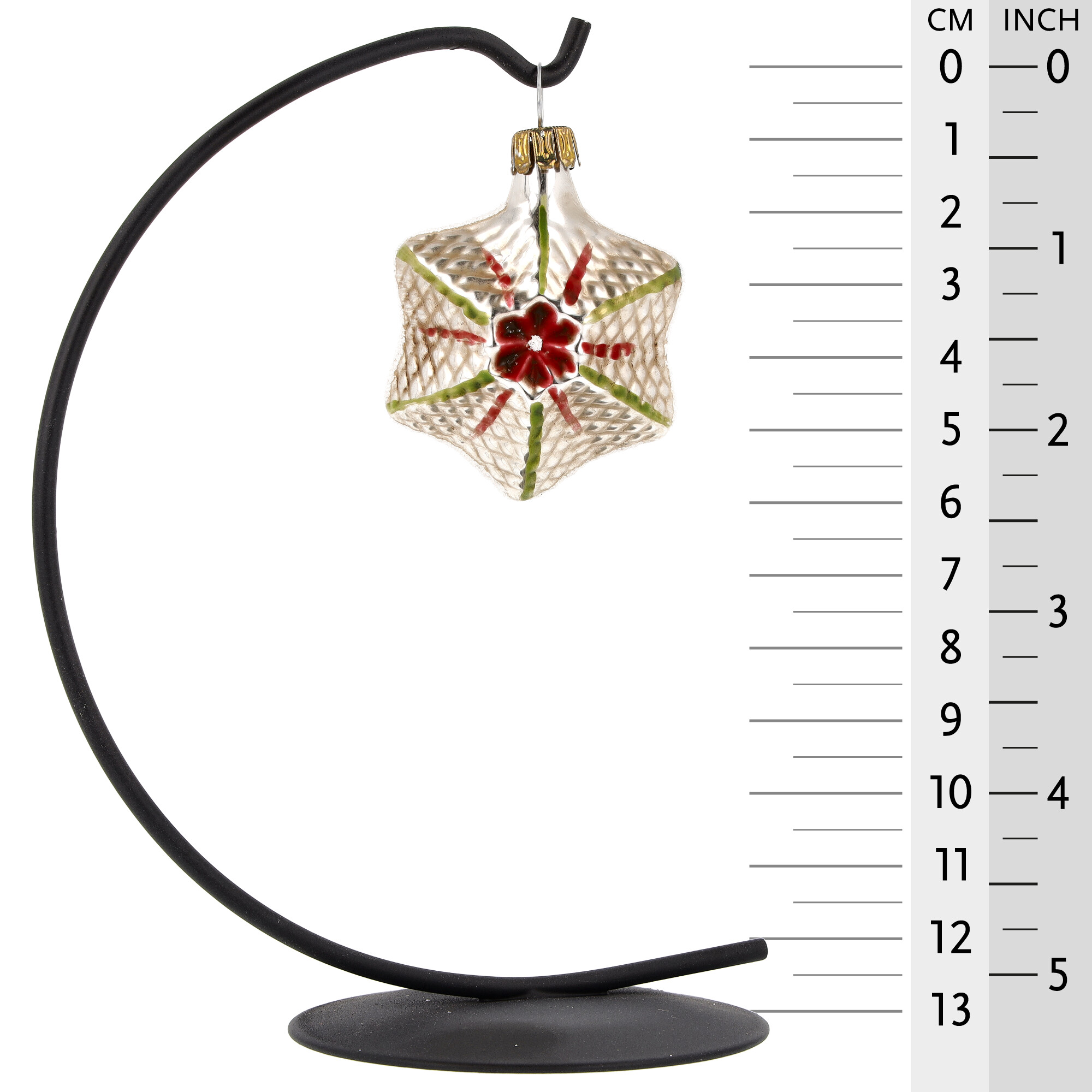 Retro Vintage style Christmas Glass Ornament - Red star