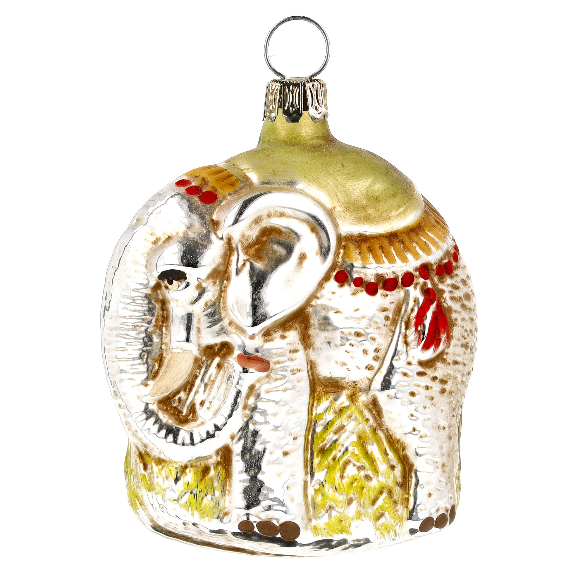 Retro Vintage style Christmas Glass Ornament - Elephant