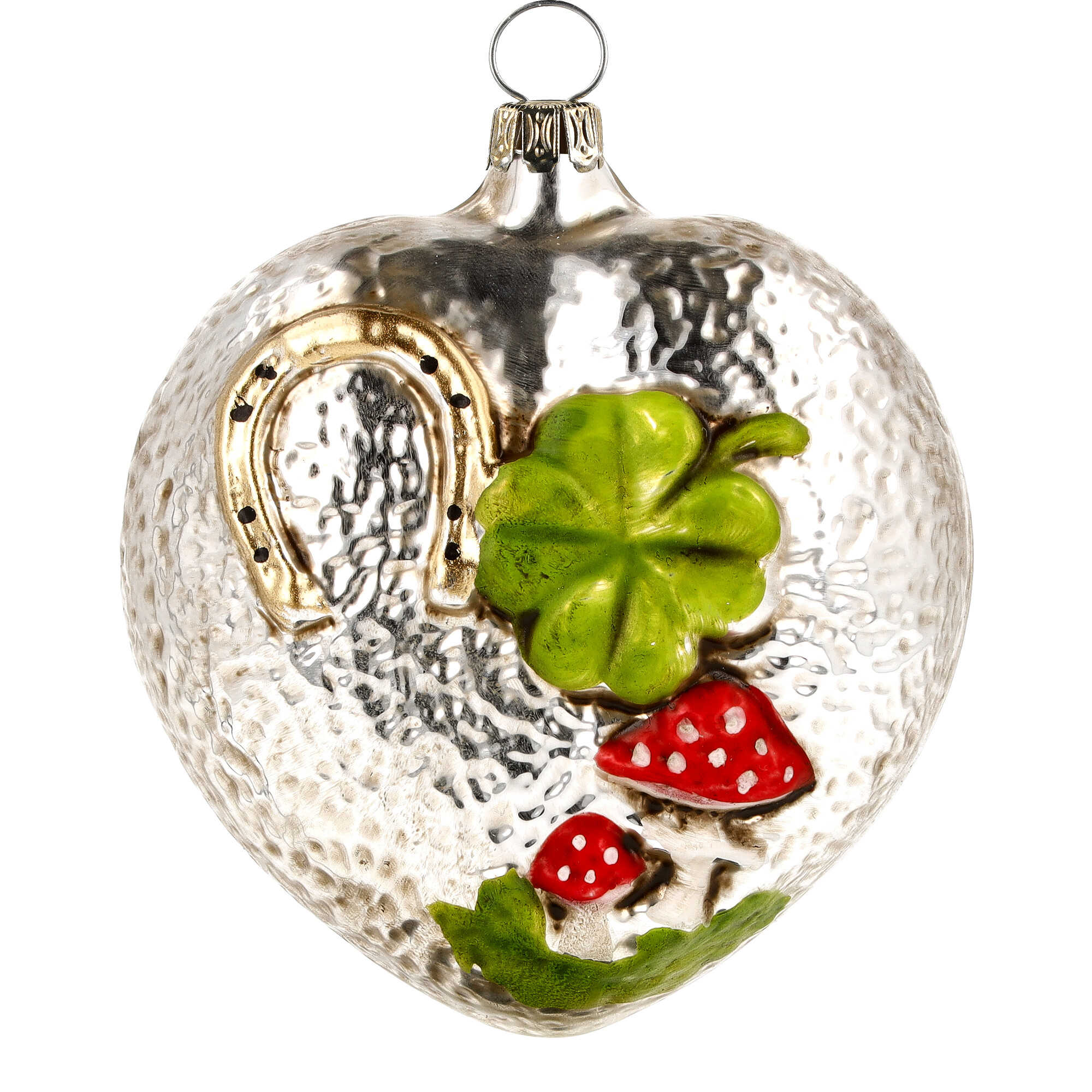 Retro Vintage style Christmas Glass Ornament - Lucky heart