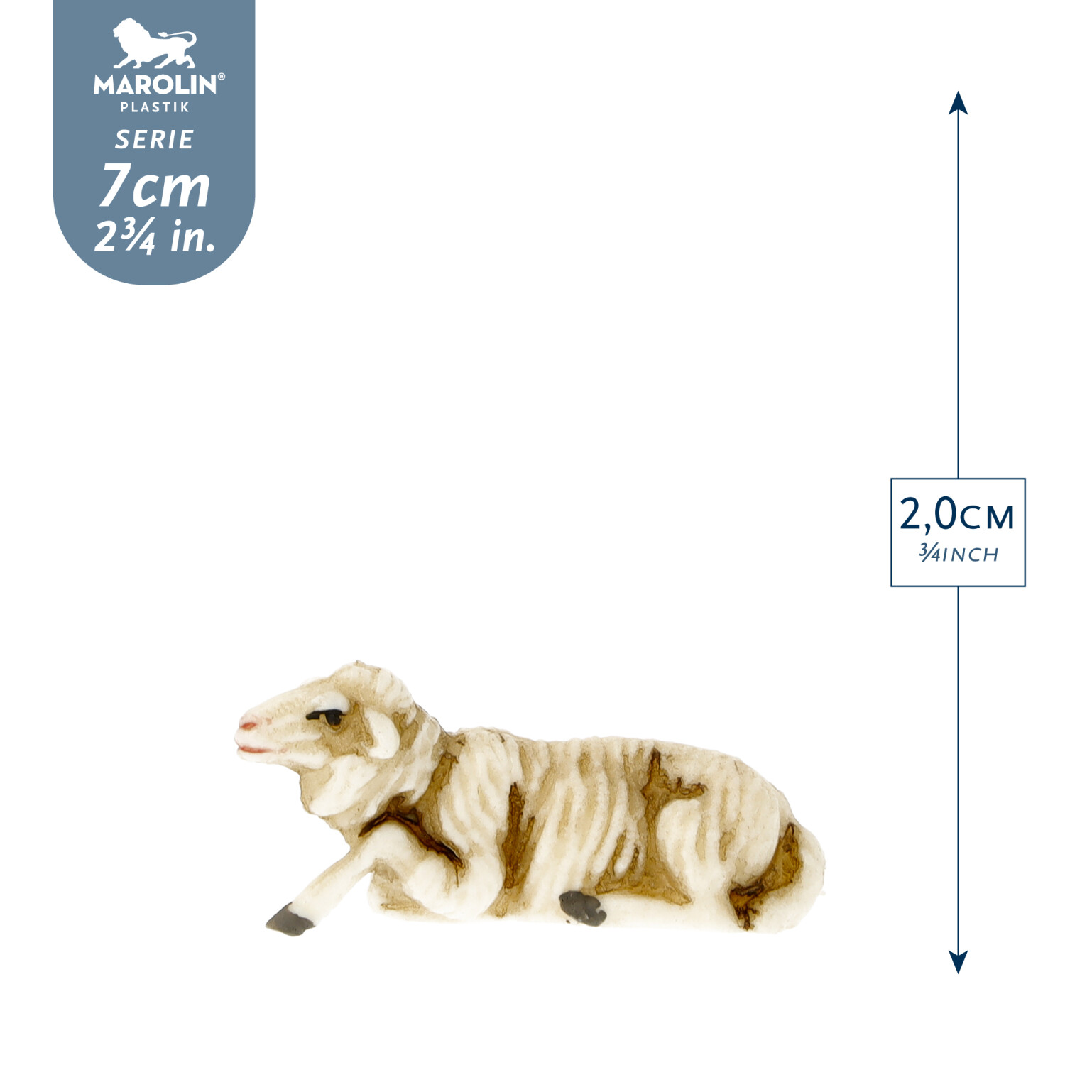 Schaf liegend  - Marolin Plastik - Krippenfigur aus Kunststoff - made in Germany