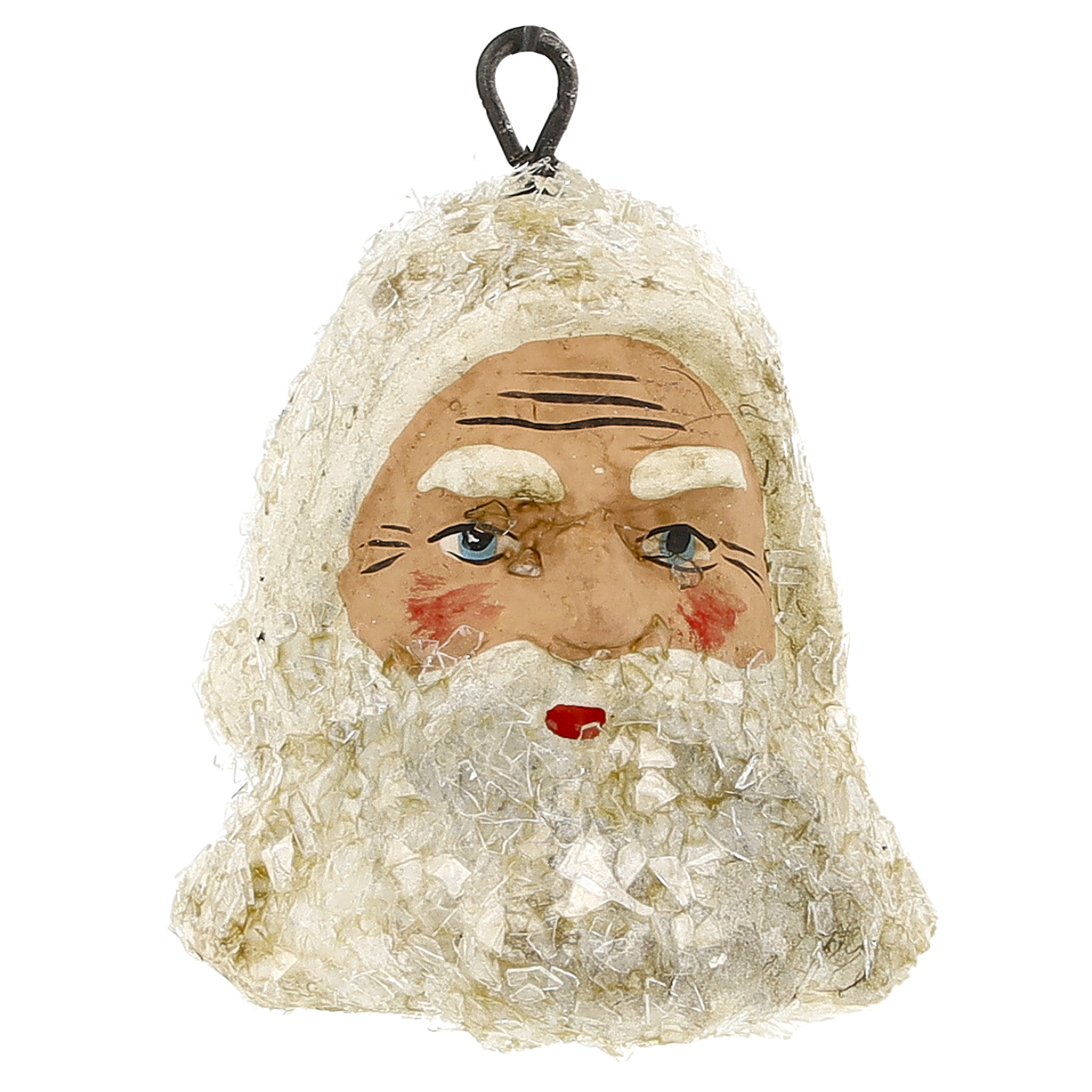 Antiker Weihnachtsmann-Anhänger, handbemalt, weiß