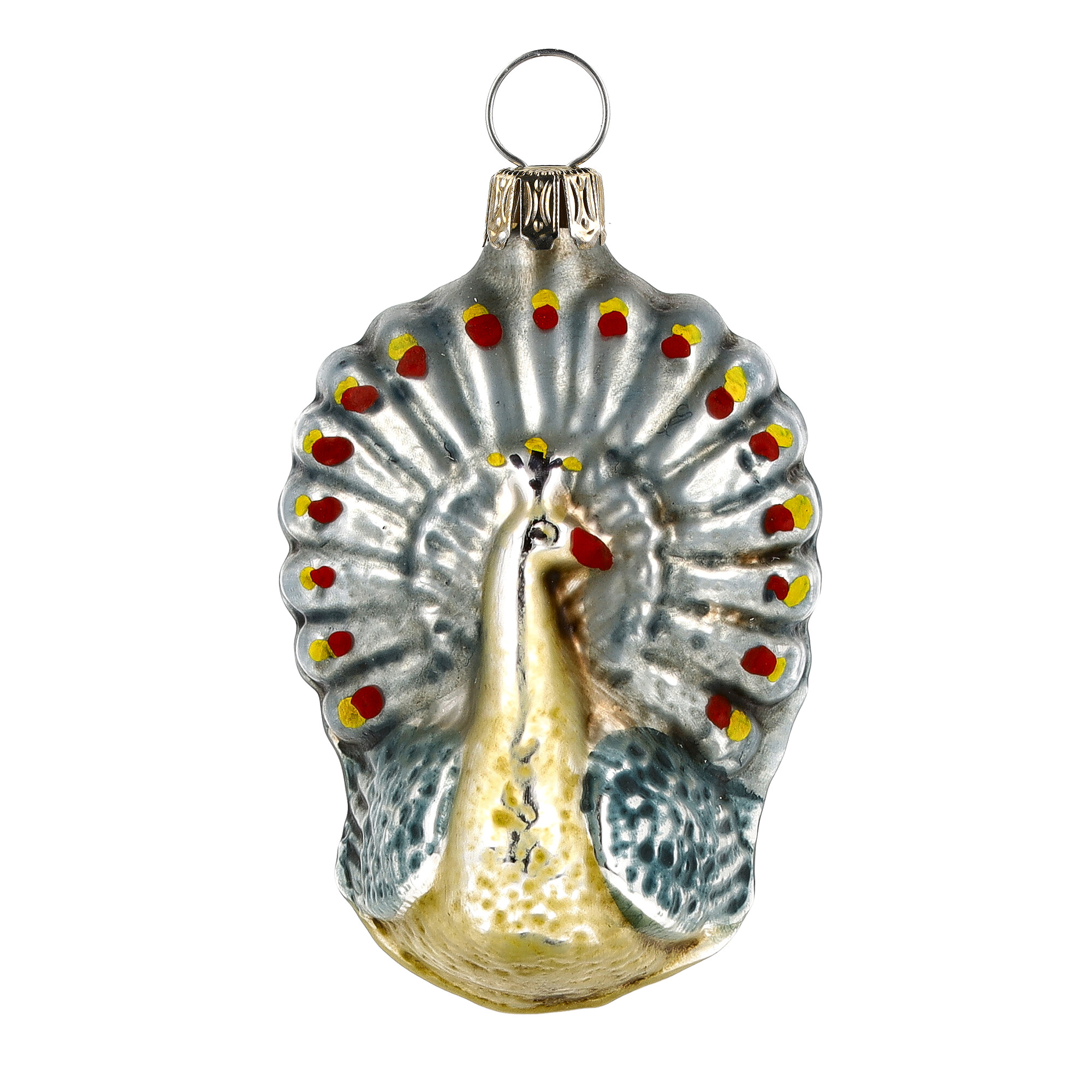 Retro Vintage style Christmas Glass Ornament - Little peacock