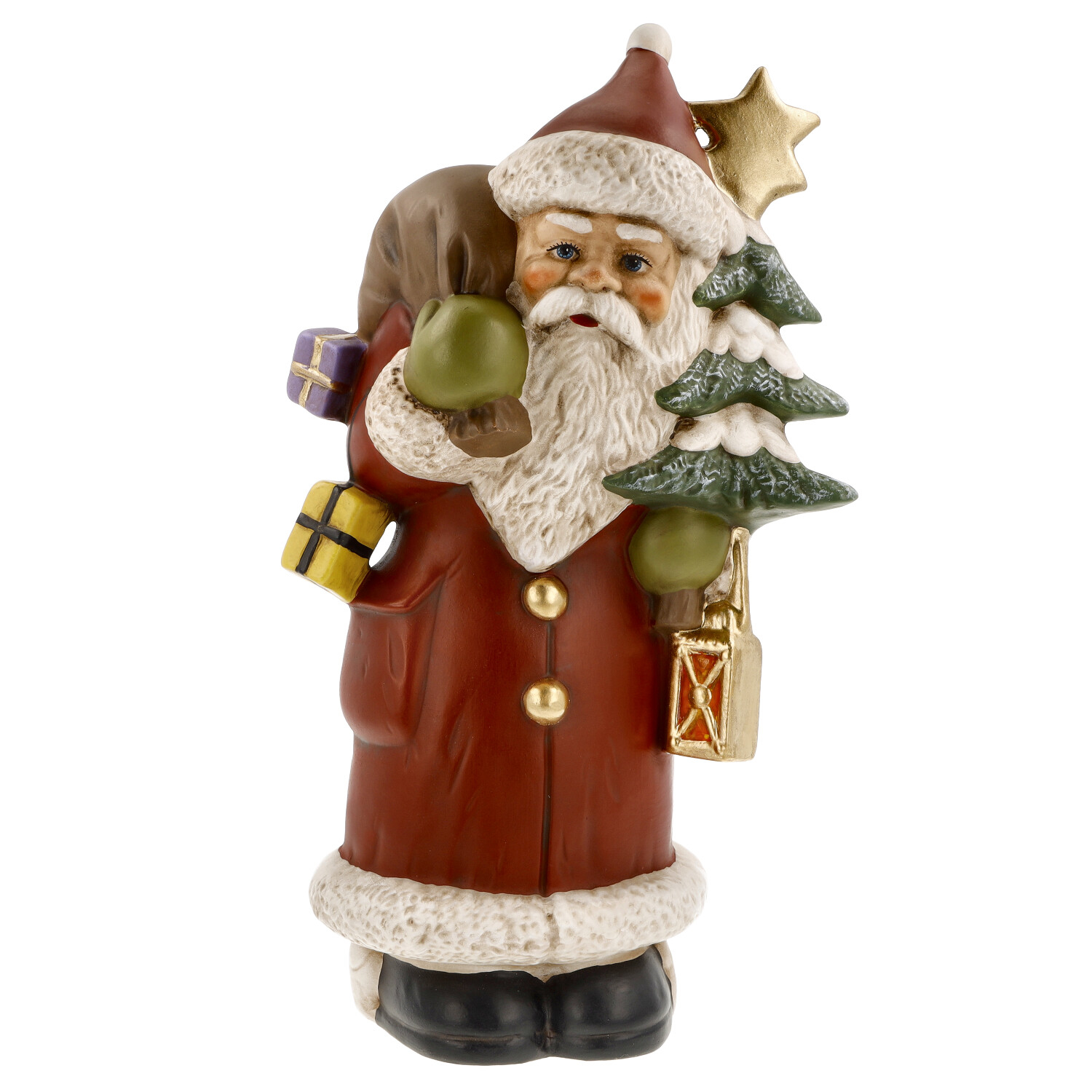 Weihnachtsmann mit Baum und Stern - Marolin Papiermaché - made in Germany
